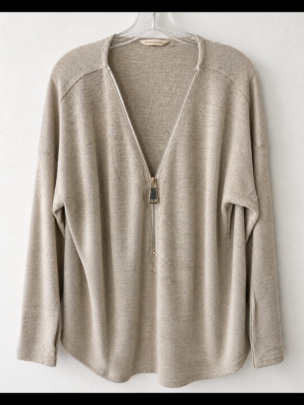 Soft Surroundings Women’s XL Beige/Taupe Knit Cardigan – Zip Front